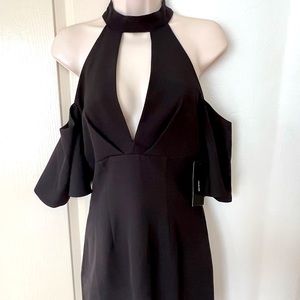 Black brand new lulus dress halter off shoulder